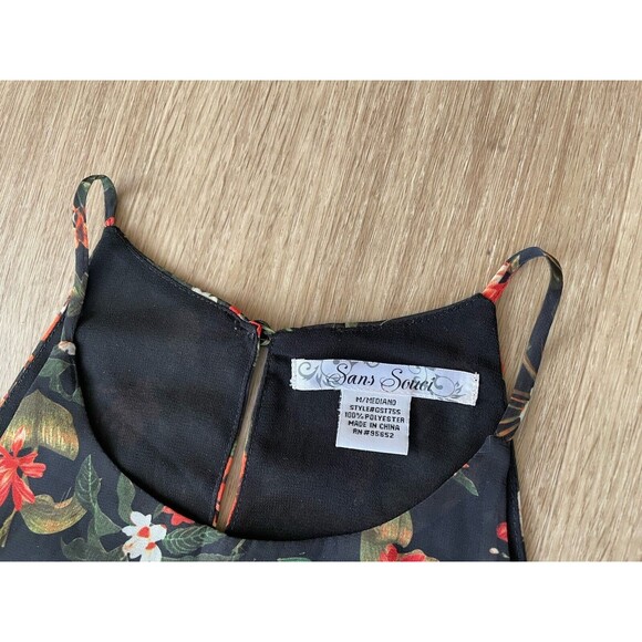 SANS SOUCI Women’s Black Floral Chiffon Halter Camisoles Layered Tank Top Size M - Picture 6 of 6